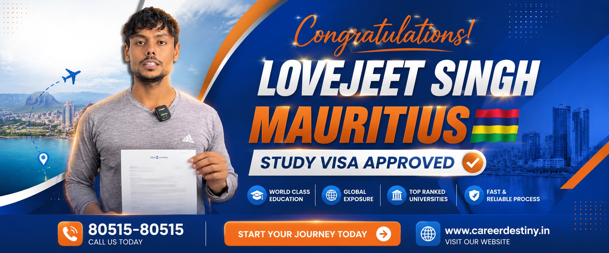 Career Destiny study visa approval banner