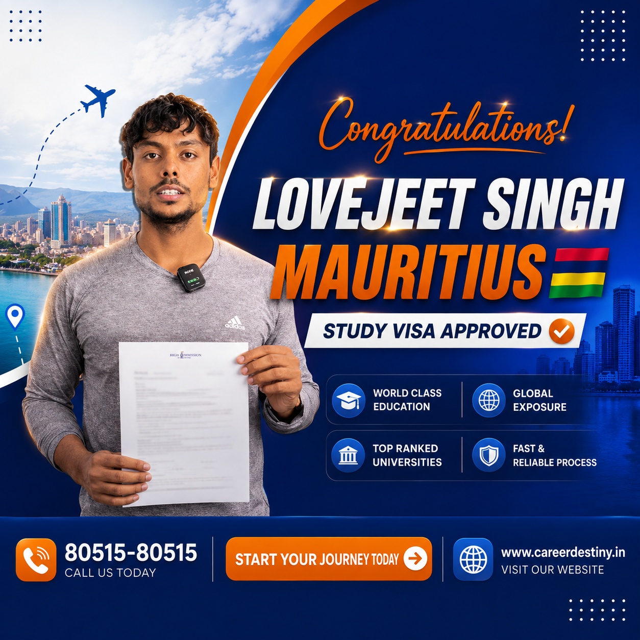 Career Destiny study visa approval banner